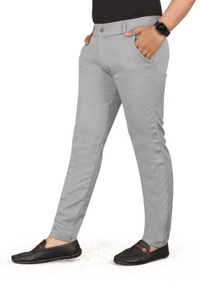 Raienterprises Slim Fit Men Silver Trousers