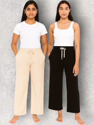 EpicDesigns Comfort Fit Women Beige, Black Trousers