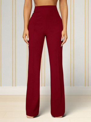 Anitafashion Comfort Fit, Regular Fit Women Maroon Trousers