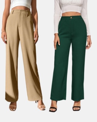 NUCOUTHS the style you love Regular Fit Women Beige, Green Trousers