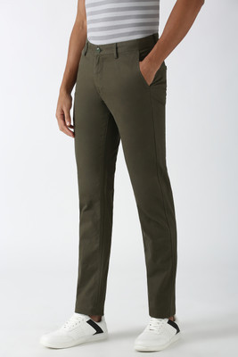 PETER ENGLAND Slim Fit Men Green Trousers