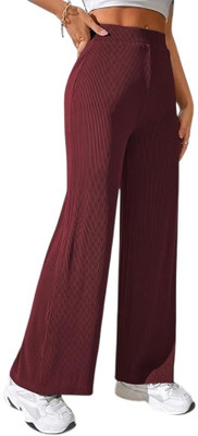 KASHIAN Regular Fit Women Maroon Trousers