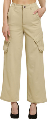 CLOTHINK India Relaxed Women Beige Trousers