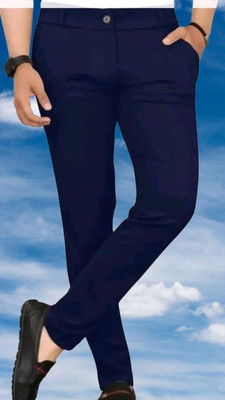 CIVIRASTTYLE Slim Fit Men Dark Blue Trousers