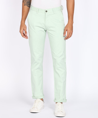 PETER ENGLAND Slim Fit Men Light Green Trousers