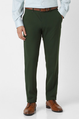 VAN HEUSEN Slim Fit Men Dark Green Trousers