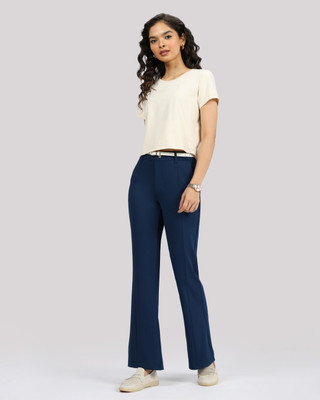 BlissClub Ultimate Flared Tailored Trousers - Tall Women Blue Trousers