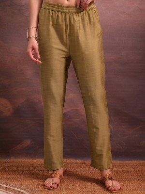 Vishudh Regular Fit Women Yellow Trousers