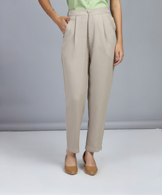 fithub Tapered Women Beige Trousers