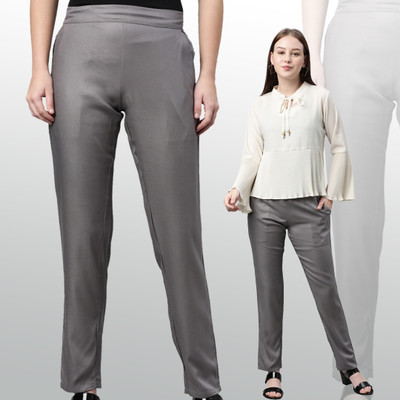 Pranera Straight Fit Women Grey Trousers