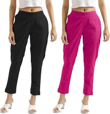 Chiraiyaa Regular Fit Women Black, Pink Trousers