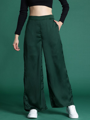Dressberry Regular Fit Women Green Trousers