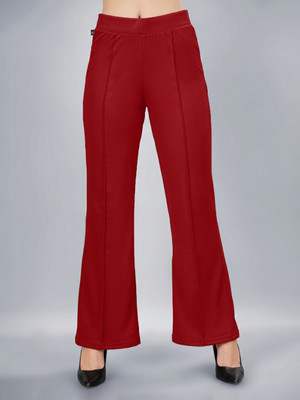 Plus Size Comfort Fit Women Maroon Trousers