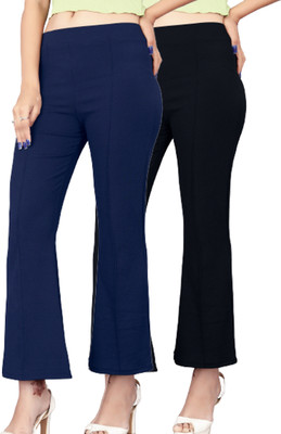 shloky Regular Fit Women Blue, Black Trousers