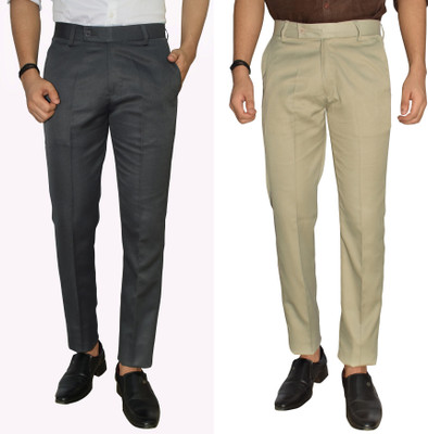 Kundan Regular Fit Men Grey, Light Blue Trousers