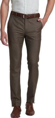 PARK AVENUE Slim Fit Men Brown Trousers