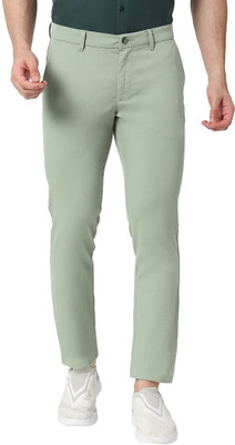 BASICS Slim Fit Men Green Trousers