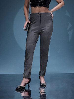 bebe Slim Fit Women Grey Trousers