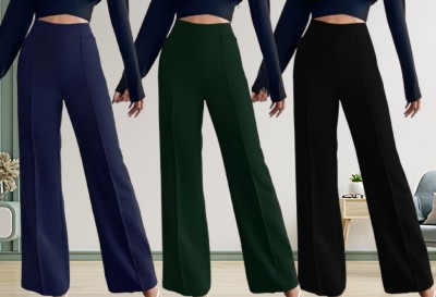 Parona Regular Fit Women Dark Blue, Green, Black Trousers