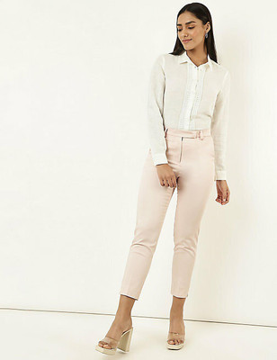 MARKS & SPENCER Slim Fit Women Pink Trousers