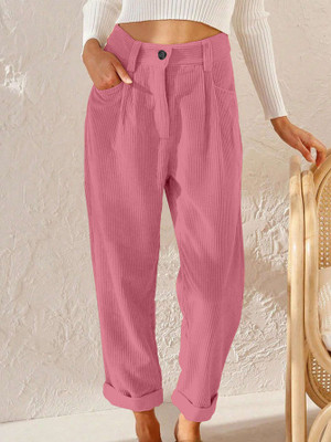 Rajovati Loose Fit Women Pink Trousers