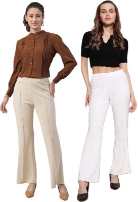 MIXFIT Regular Fit Women White, Beige Trousers