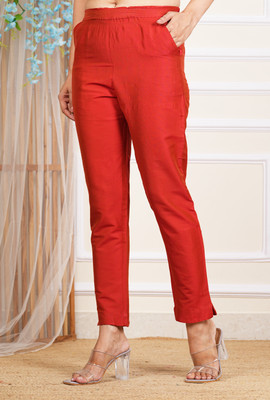 KCT Regular Fit Women Red Trousers