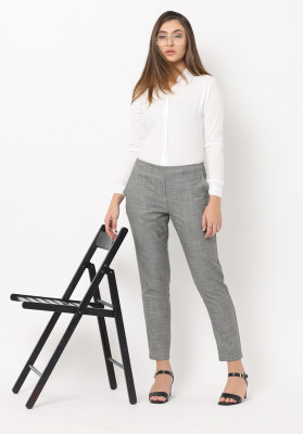 Wearhouse Slim Fit Women Grey Trousers