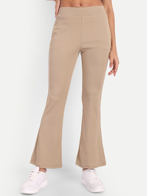 NEXT ONE Flared Women Beige Trousers