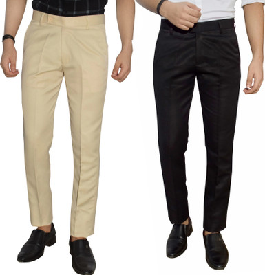Kundan Regular Fit Men Beige, Black Trousers