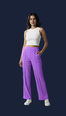 DISCOFASHIONHUB Straight Fit Women Purple Trousers