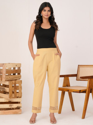 Wow Weave Regular Fit, Straight Fit Women Beige Trousers