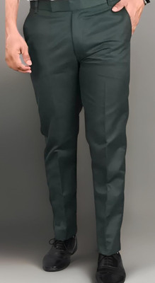 SWS Regular Fit Men Dark Green Trousers