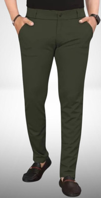 Nk staylish Slim Fit Men Green Trousers