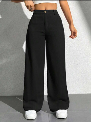 denimix fashion for you Straight Fit Women Black Trousers