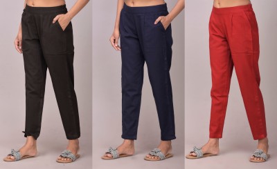 Tanusiya Regular Fit Women Black, Blue, Maroon Trousers