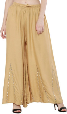 OMAYAA Comfort Fit Women Beige Trousers