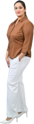 fashion plus point Regular Fit Women White Trousers