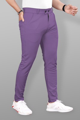 COMBRAIDED Slim Fit Men Purple Trousers