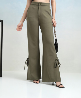 Tokyo Talkies Flared Women Green Trousers