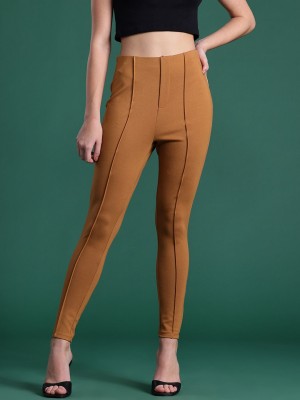 Dressberry Skinny Fit Women Brown Trousers