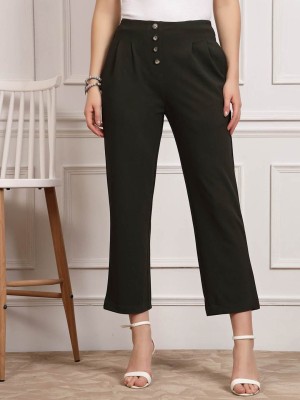 PLUSS Regular Fit Women Dark Green Trousers