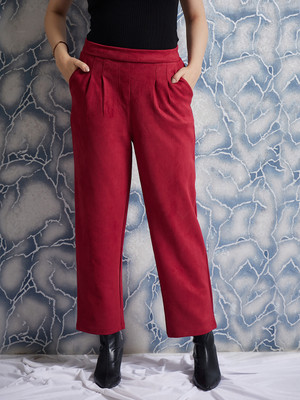 ATHENA Regular Fit Women Maroon Trousers