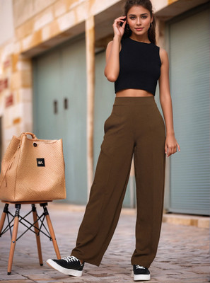 Dwarros Straight Fit, Loose Fit Women Brown Trousers