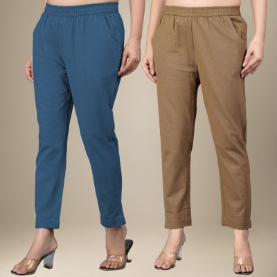 DGSM CRAFT Regular Fit Women Blue, Brown Trousers