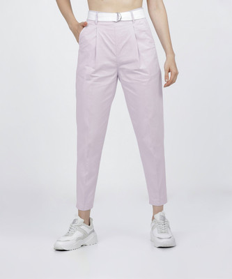 Tokyo Talkies Slim Fit Women Purple Trousers