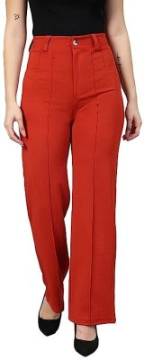 KRINZZESA Straight Fit Women Orange Trousers