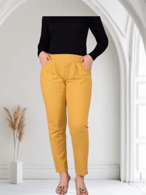 SHREEMEERA Comfort Fit Women Yellow Trousers