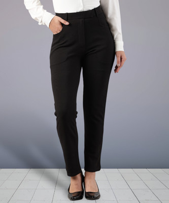 fithub Regular Fit Women Black Trousers