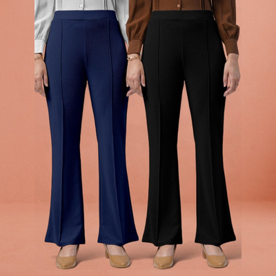 Anitafashion Loose Fit Women Dark Blue, Black Trousers